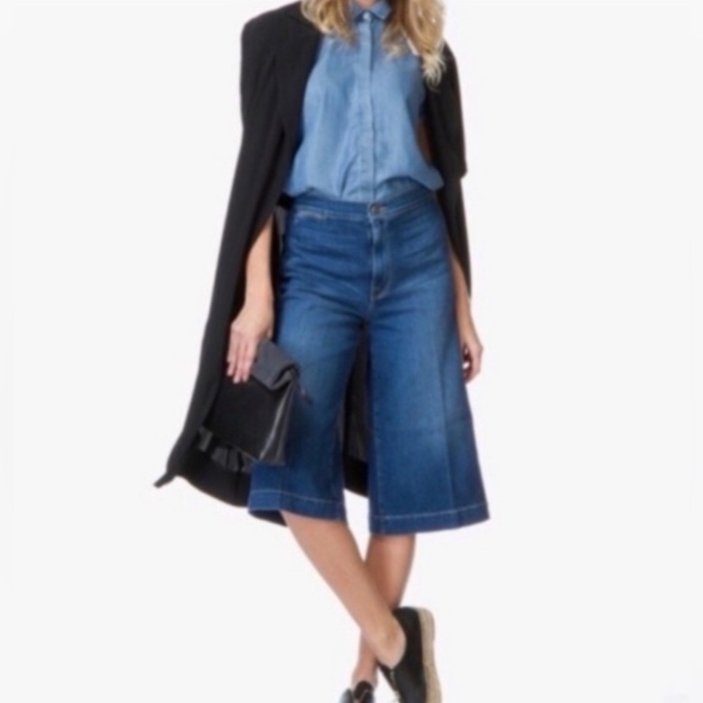 Frame Denim High Rise Flare Wide Leg Crop Shorts Size 25